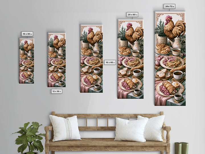 Rooster and Herbs for Farmhouse Restaurant Mood Canvas Print, Restaurant Art, Printable Wall Art, Restaurant Decor, Bistro, RES-1x3-32