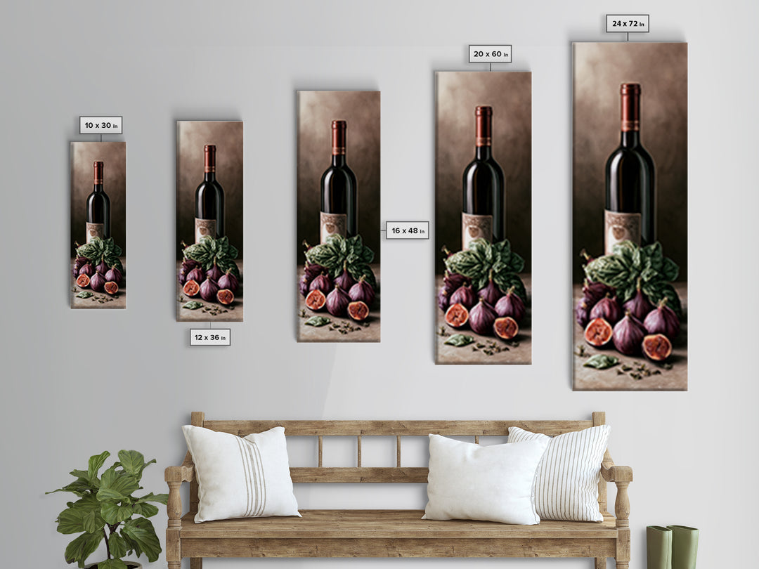 Wine Bottle and Figs Canvas Print, Restaurant Art, Minimalist Decor, Restaurant Decor, Fine Art, Bistro, Kitchen Decor, RES-1x3-37