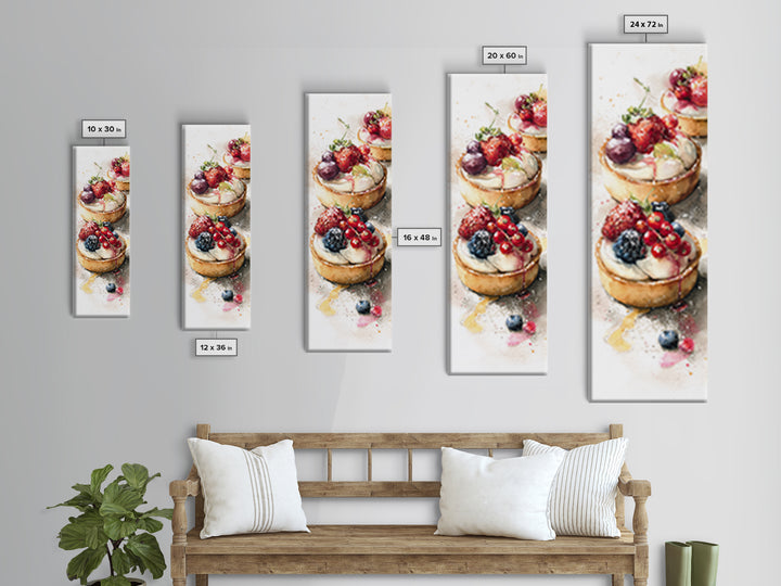 Dessert Tart with Berries and Cream Framed Canvas Print, Restaurant Art, Minimalist Decor, Restaurant Decor, Fine Art, Bistro, RES-1x3-4