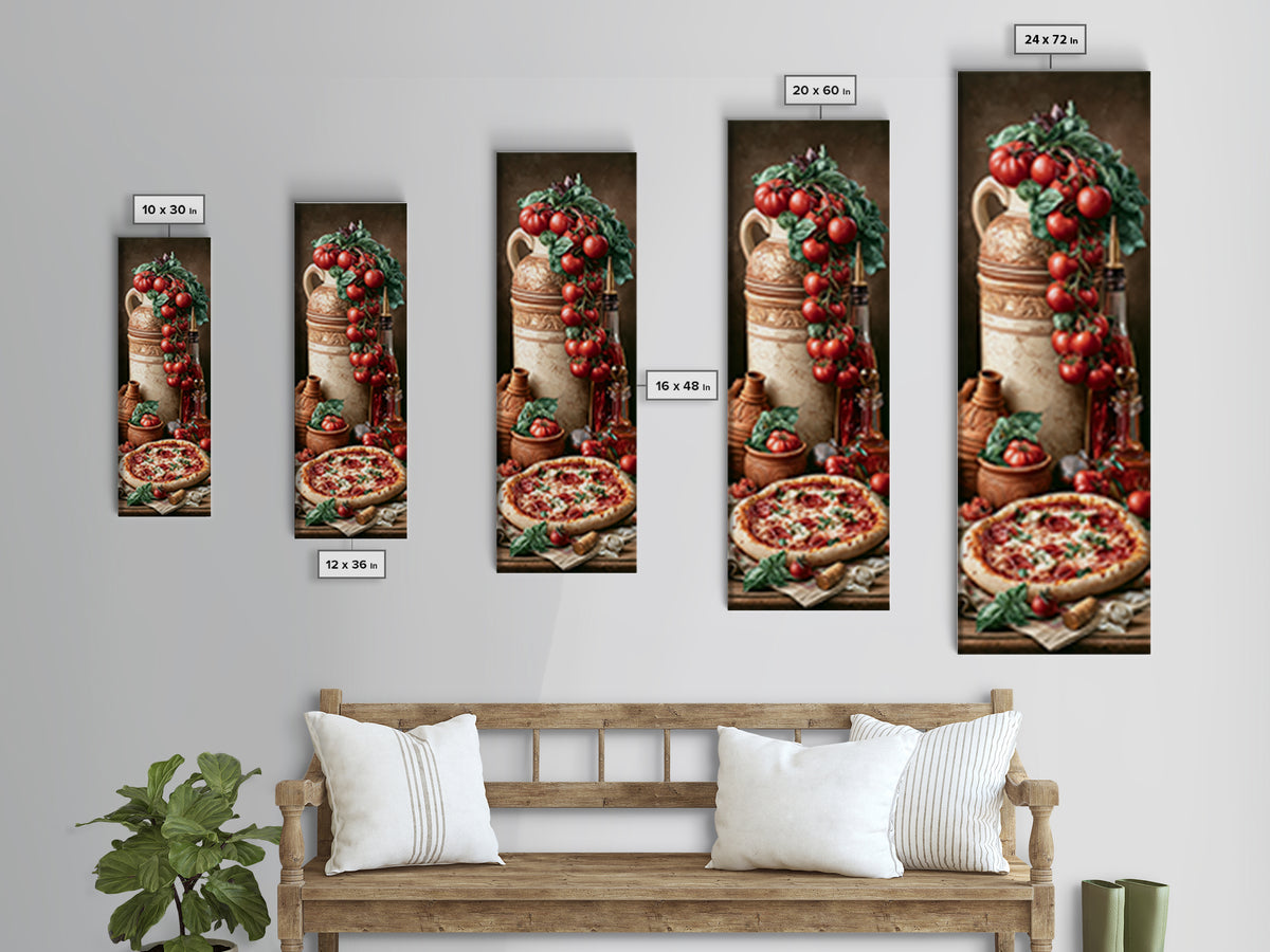 Pizzeria Tomato Basil and Mozzarella Still Life Framed Canvas Print, Restaurant Art, Modern Decor, Restaurant Decor, Bistro, RES-1x3-46