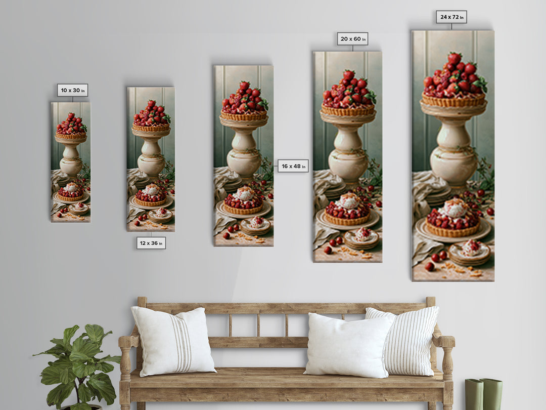 Dessert Tart with Berries and Cream Framed Canvas Print, Restaurant Art, Canvas Wall Art, Restaurant Decor, Fine Art, Bistro, RES-1x3-52