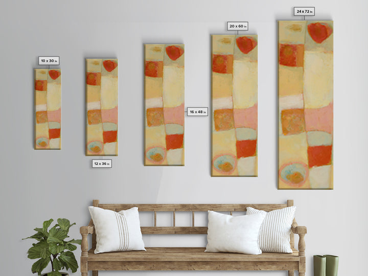 Abstract Appetite Friendly Red and Orange Shapes Canvas Print, Restaurant Art, Textured Painting, Restaurant Decor, Bistro, RES-1x3-53