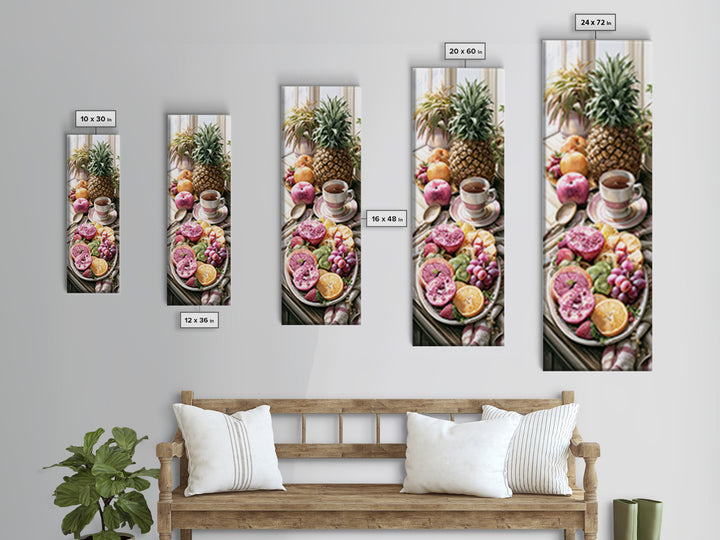 Tropical Fruit Platter Framed Canvas Print, Restaurant Art, Food Art, Restaurant Decor, Oil Painting, Bistro, Minimalist Decor, RES-1x3-54