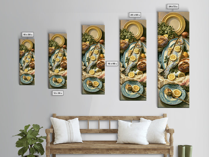 Fresh Fish with Lemon and Herbs Canvas Print, Restaurant Art, Canvas Print, Restaurant Decor, Bistro, Statement Artwork, RES-1x3-59
