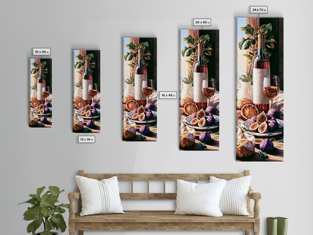 Wine Bottle and Figs Framed Canvas Print, Restaurant Art, Art Print, Restaurant Decor, Fine Art, Bistro, Kitchen Art, RES-1x3-61