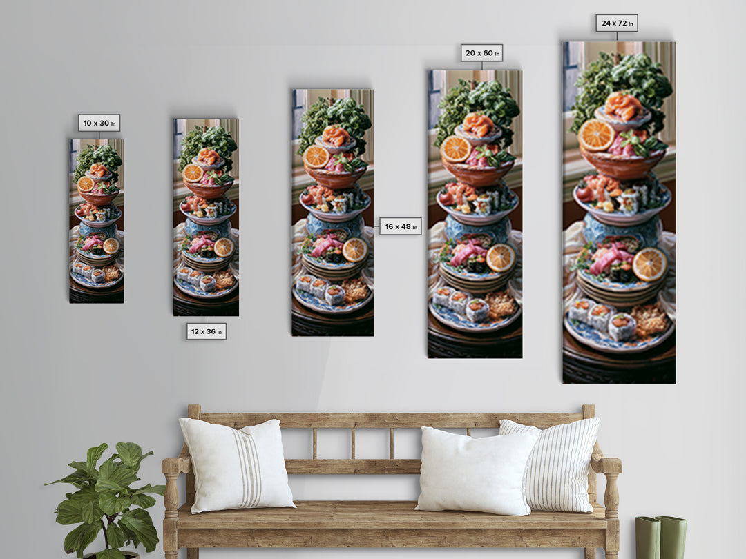 Sushi Fish and Ceramic Plate Composition Canvas Print, Restaurant Art, Printable Wall Art, Restaurant Decor, Fine Art, Bistro, RES-1x3-65