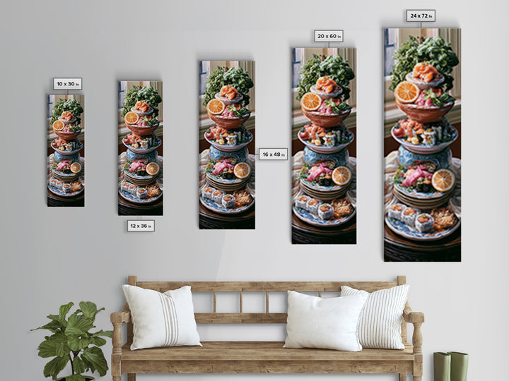 Sushi Fish and Ceramic Plate Composition Canvas Print, Restaurant Art, Printable Wall Art, Restaurant Decor, Fine Art, Bistro, RES-1x3-65