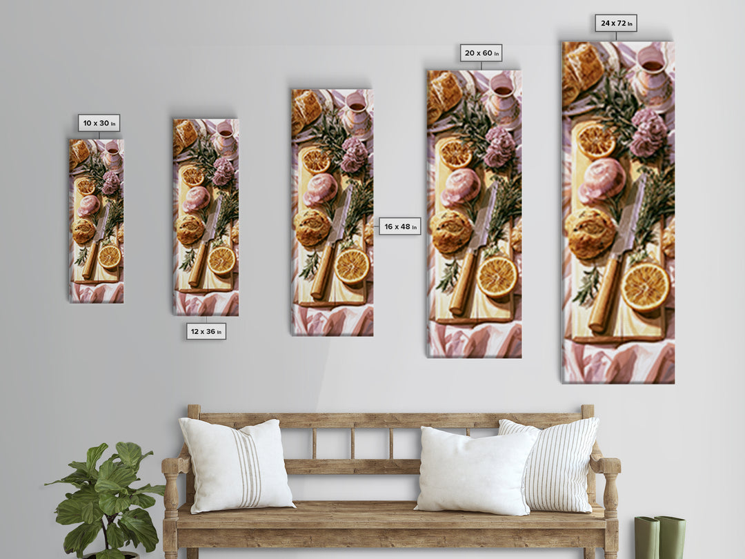 Chef Knife Herbs and Cutting Board Still Canvas Print, Restaurant Art, Digital Print, Restaurant Decor, Fine Art, Bistro, RES-1x3-73