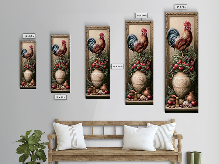 Rooster and Herbs for Farmhouse Restaurant Mood Framed Canvas Print, Restaurant Art, Canvas Print, Restaurant Decor, Bistro, RES-1x3-80