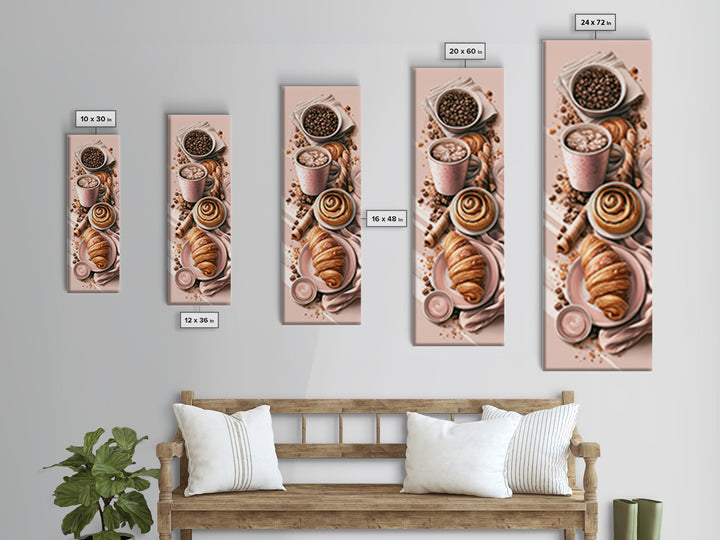 Coffee Beans and Pastry Arrangement Canvas Print, Restaurant Art, Boho Decor, Restaurant Decor, Oil Painting, Bistro, RES-1x3-82