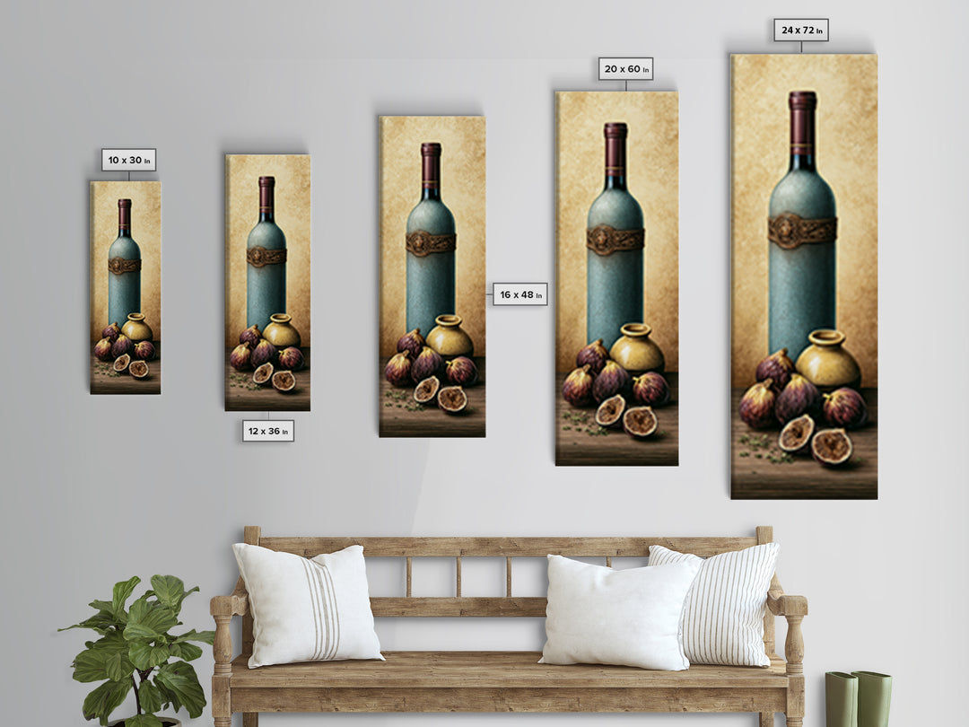 Wine Bottle and Figs Canvas Print, Restaurant Art, Canvas Wall Art, Restaurant Decor, Fine Art, Bistro, Bedroom Wall Art, RES-1x3-85
