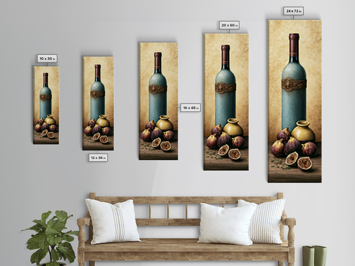 Wine Bottle and Figs Canvas Print, Restaurant Art, Canvas Wall Art, Restaurant Decor, Fine Art, Bistro, Bedroom Wall Art, RES-1x3-85