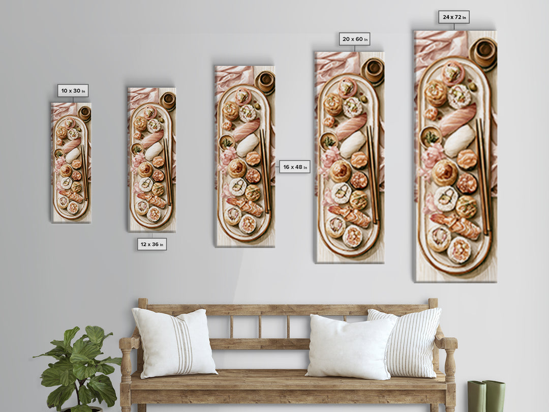 Sushi Fish and Ceramic Plate Composition Canvas Print, Restaurant Art, Cool Wall Art, Restaurant Decor, Fine Art, Bistro, RES-1x3-89