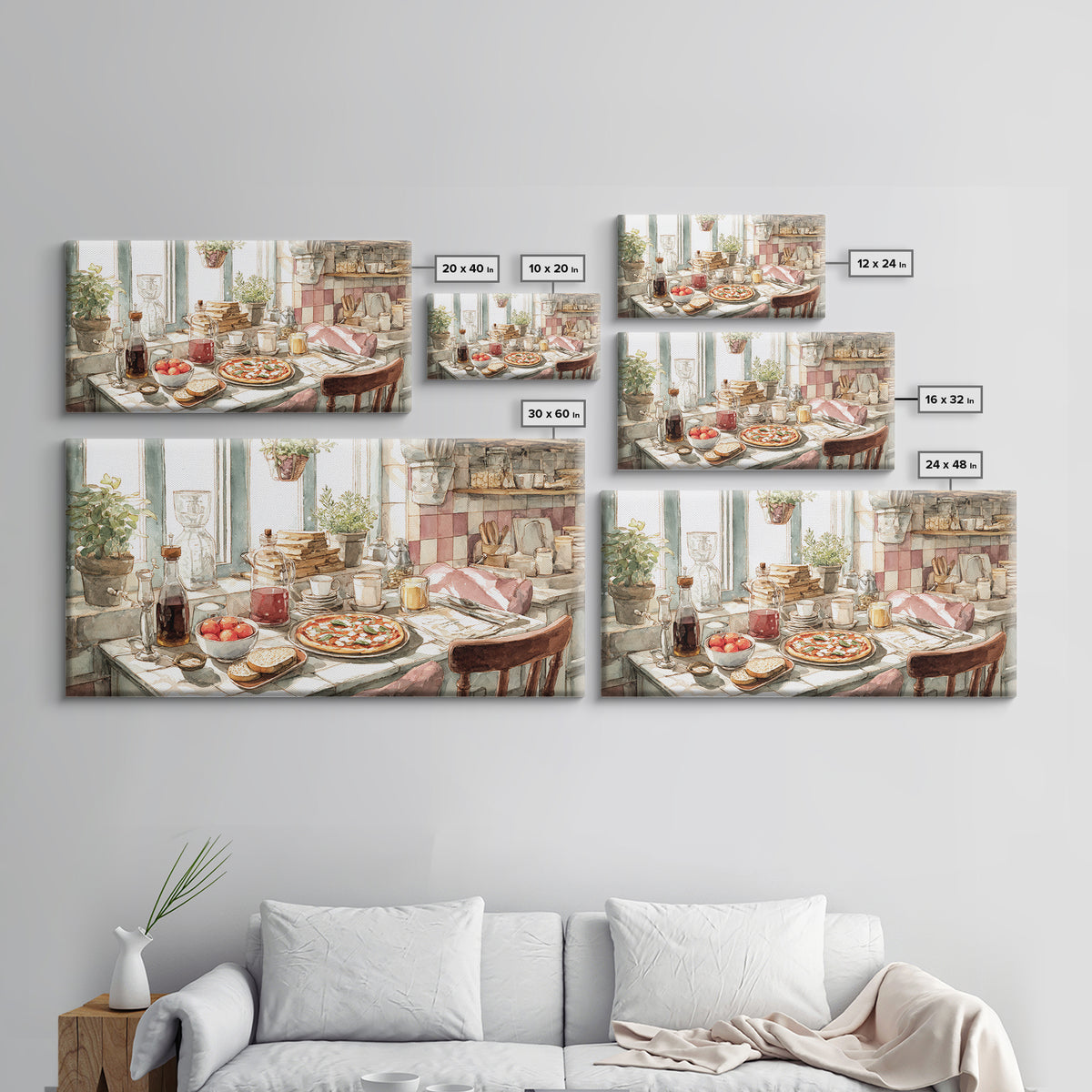 Pizzeria Tomato Basil and Mozzarella Still Life Canvas Print, Restaurant Art, Art Print, Restaurant Decor, Fine Art, Bistro, RES-2x1-54