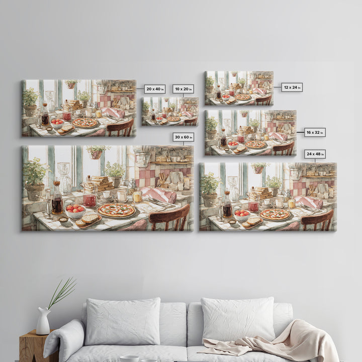 Pizzeria Tomato Basil and Mozzarella Still Life Canvas Print, Restaurant Art, Art Print, Restaurant Decor, Fine Art, Bistro, RES-2x1-54