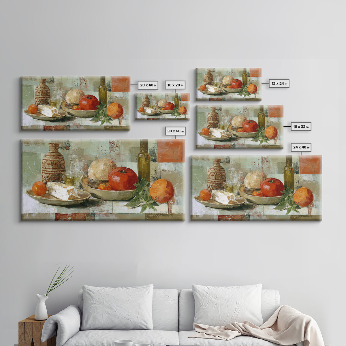 Abstract Appetite Friendly Red and Orange Shapes Canvas Print, Restaurant Art, Kitchen Decor, Restaurant Decor, Abstract Art, RES-2x1-61