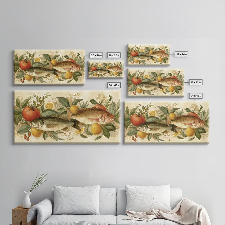 Fresh Fish with Lemon and Herbs Framed Canvas Print, Restaurant Art, Gallery Decor, Restaurant Decor, Fine Art, Bistro, RES-2x1-67