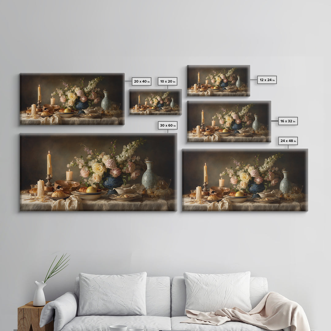 Elegant Table Objects Canvas Print, Restaurant Art, Framed Wall Art, Restaurant Decor, Watercolor Art, Bistro, RES-2x1-68