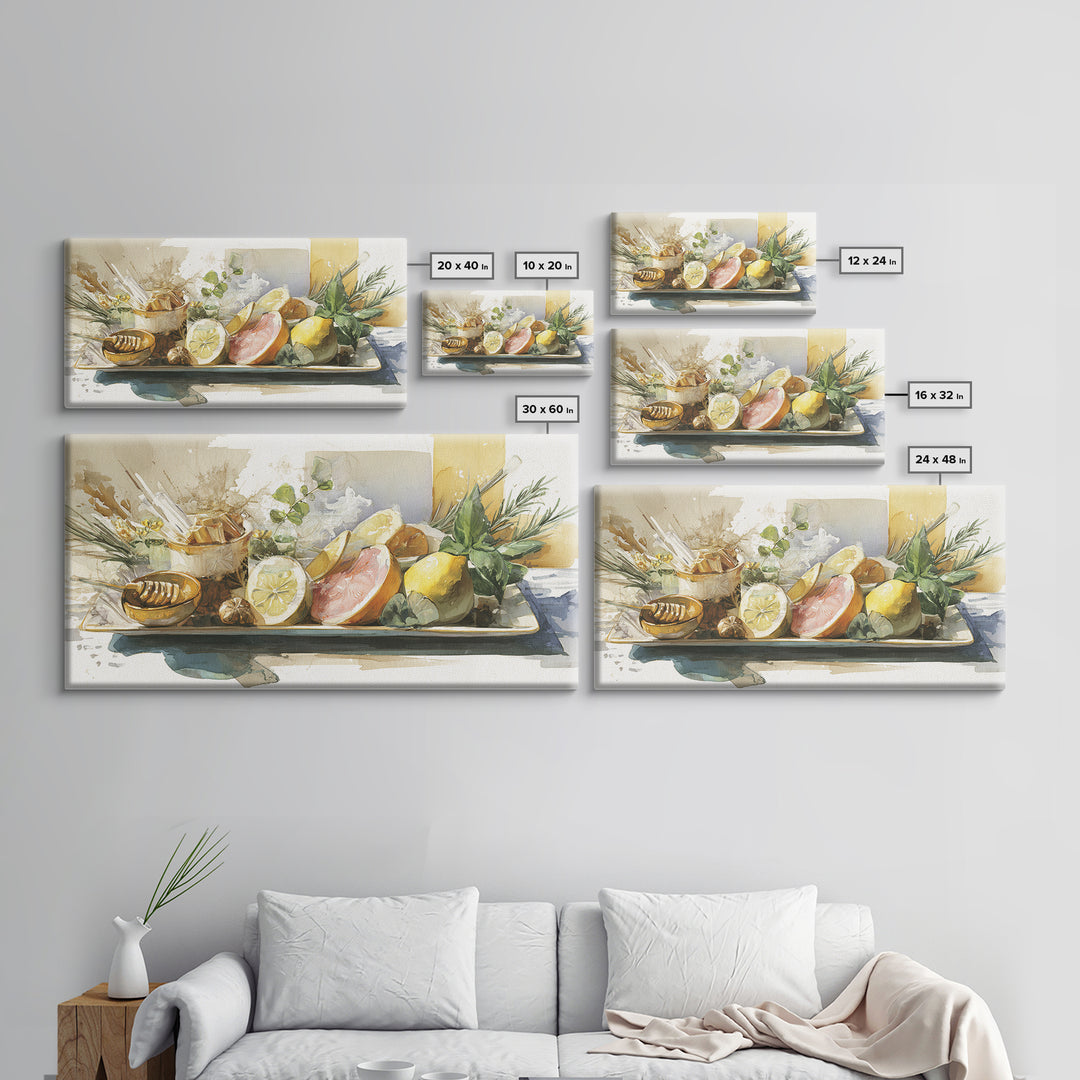 Cocktail and Citrus Bar Composition Framed Canvas Print, Restaurant Art, Cool Wall Art, Restaurant Decor, Fine Art, Bistro, RES-2x1-79