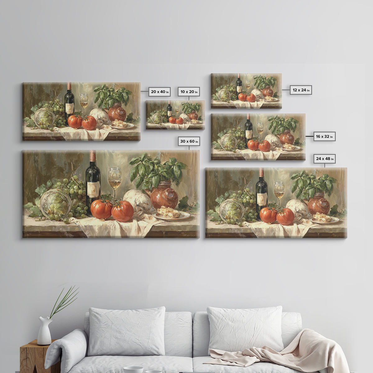Wine Grapevine Botanical Study Framed Canvas Print, Restaurant Art, Wall Decor, Restaurant Decor, Oil Painting, Bistro, RES-2x1-83