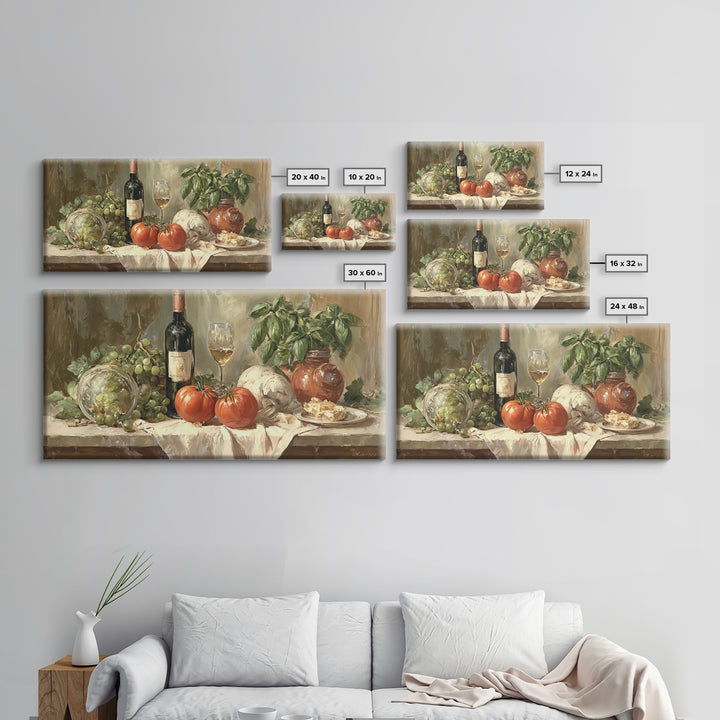 Wine Grapevine Botanical Study Framed Canvas Print, Restaurant Art, Wall Decor, Restaurant Decor, Oil Painting, Bistro, RES-2x1-83