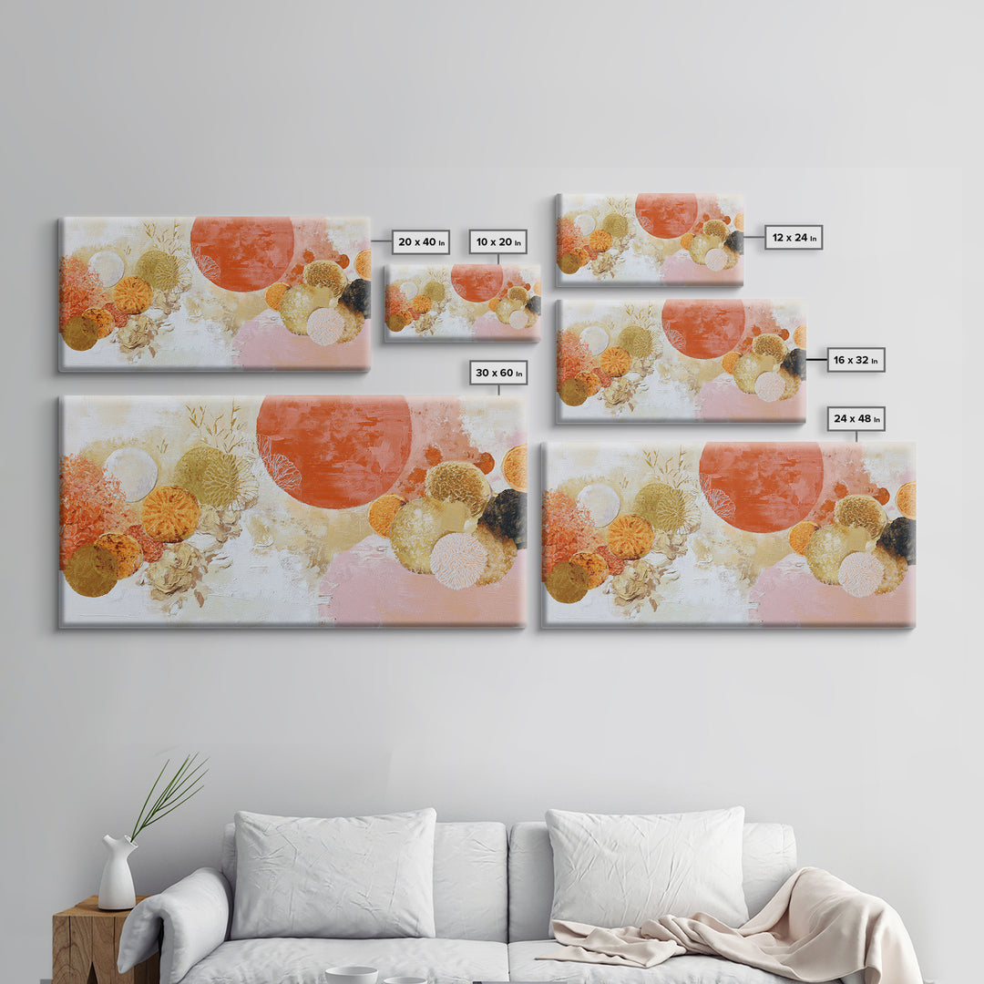 Abstract Appetite Friendly Red and Orange Shapes Framed Canvas Print, Restaurant Art, Kitchen Art, Restaurant Decor, Bistro, RES-2x1-85
