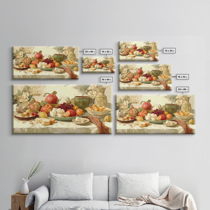 Tropical Fruit Platter Framed Canvas Print, Restaurant Art, Canvas, Restaurant Decor, Fine Art, Bistro, Living Room Decor, RES-2x1-86