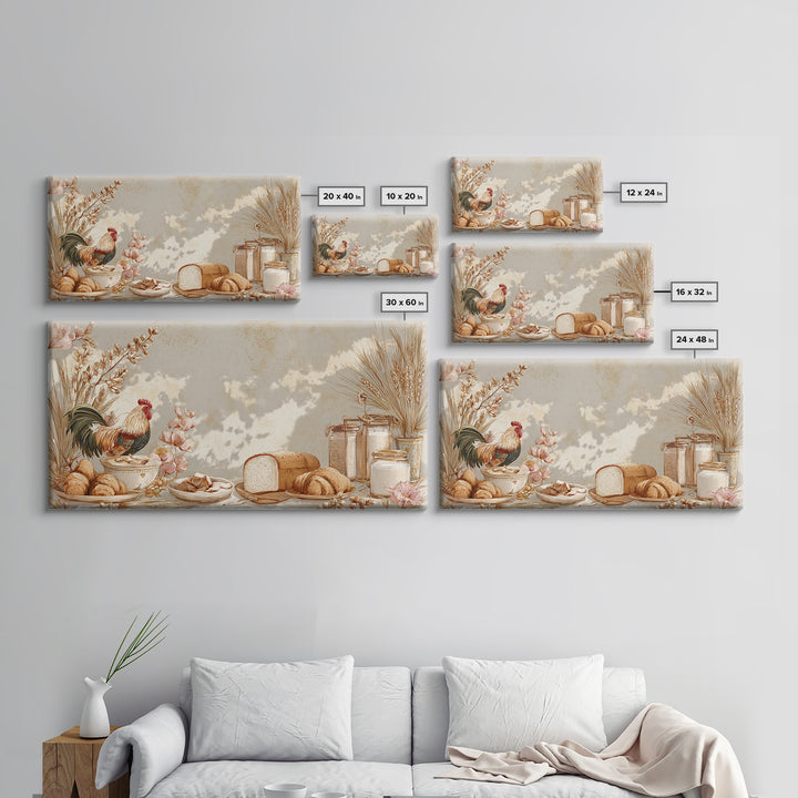 Rooster and Herbs for Farmhouse Restaurant Mood Framed Canvas Print, Restaurant Art, Printable Art, Restaurant Decor, Bistro, RES-2x1-88