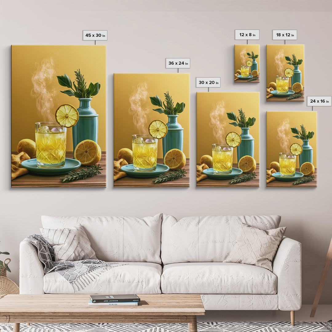 Cocktail and Citrus Bar Composition Framed Canvas Print, Restaurant Art, Contemporary Art, Restaurant Decor, Fine Art, Bistro, RES-2x3-19