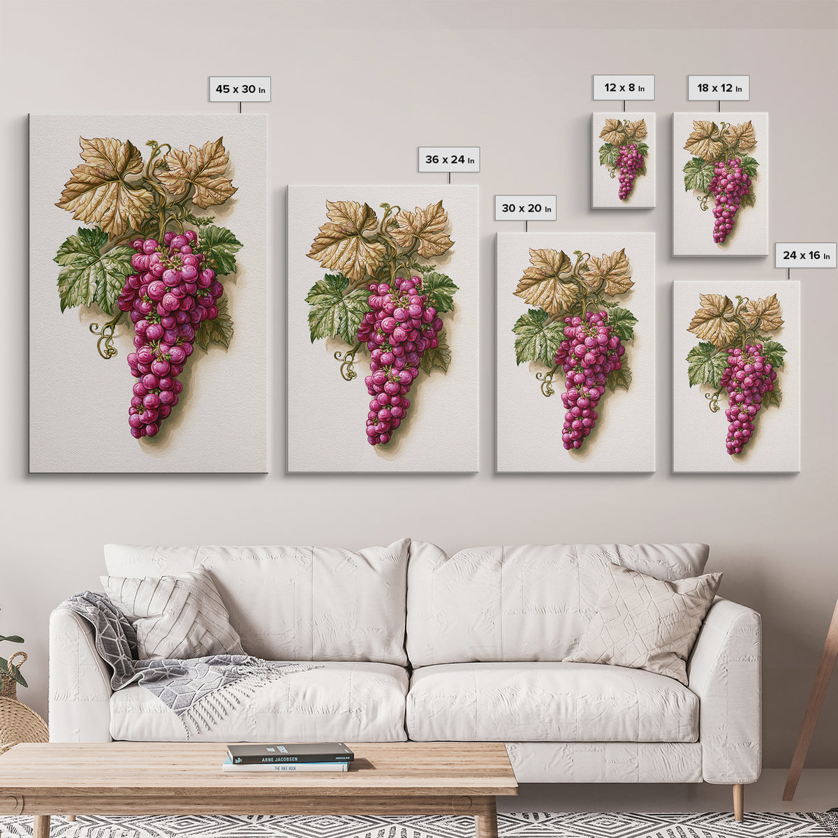 Wine Grapevine Botanical Study Canvas Print, Restaurant Art, Canvas, Restaurant Decor, Fine Art, Bistro, Living Room Decor, RES-2x3-23