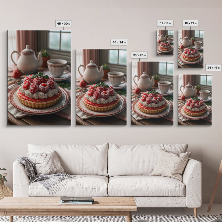Dessert Tart with Berries and Cream Framed Canvas Print, Restaurant Art, Modern Decor, Restaurant Decor, Fine Art, Bistro, RES-2x3-24