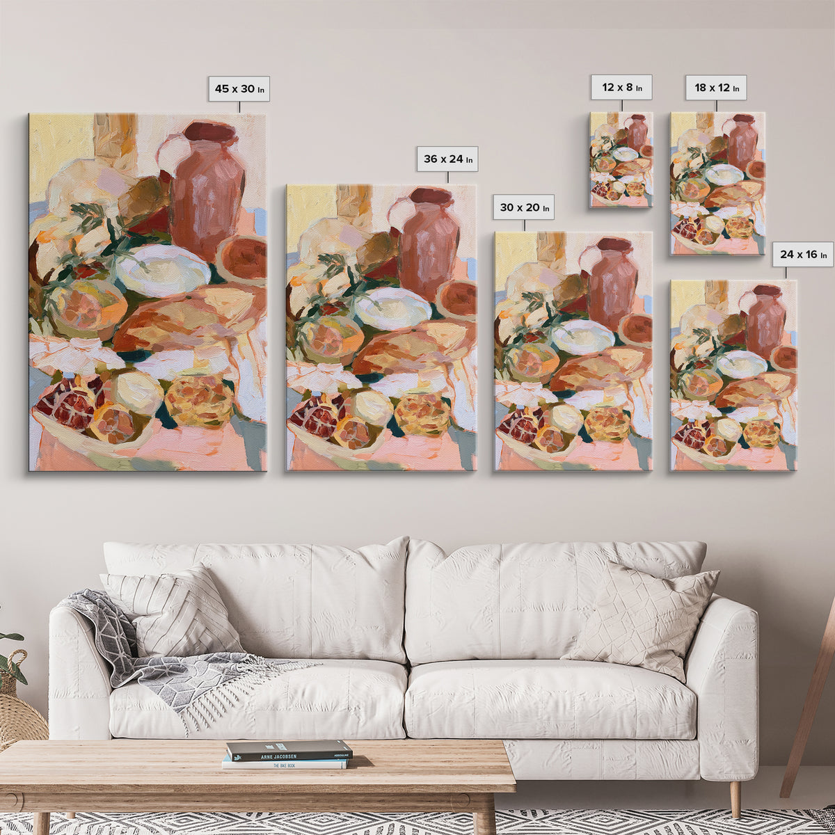 Abstract Appetite Friendly Red and Orange Shapes Framed Canvas Print, Restaurant Art, Large Wall Art, Restaurant Decor, Bistro, RES-2x3-25