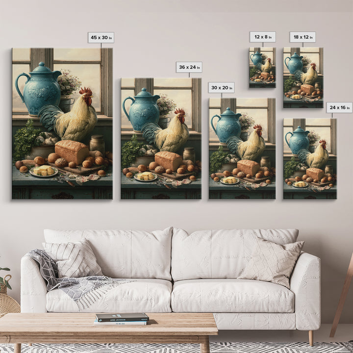 Rooster and Herbs for Farmhouse Restaurant Mood Framed Canvas Print, Restaurant Art, Canvas Print, Restaurant Decor, Bistro, RES-2x3-28
