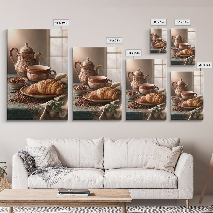 Coffee Beans and Pastry Arrangement Framed Canvas Print, Restaurant Art, Minimalist Decor, Restaurant Decor, Fine Art, Bistro, RES-2x3-30