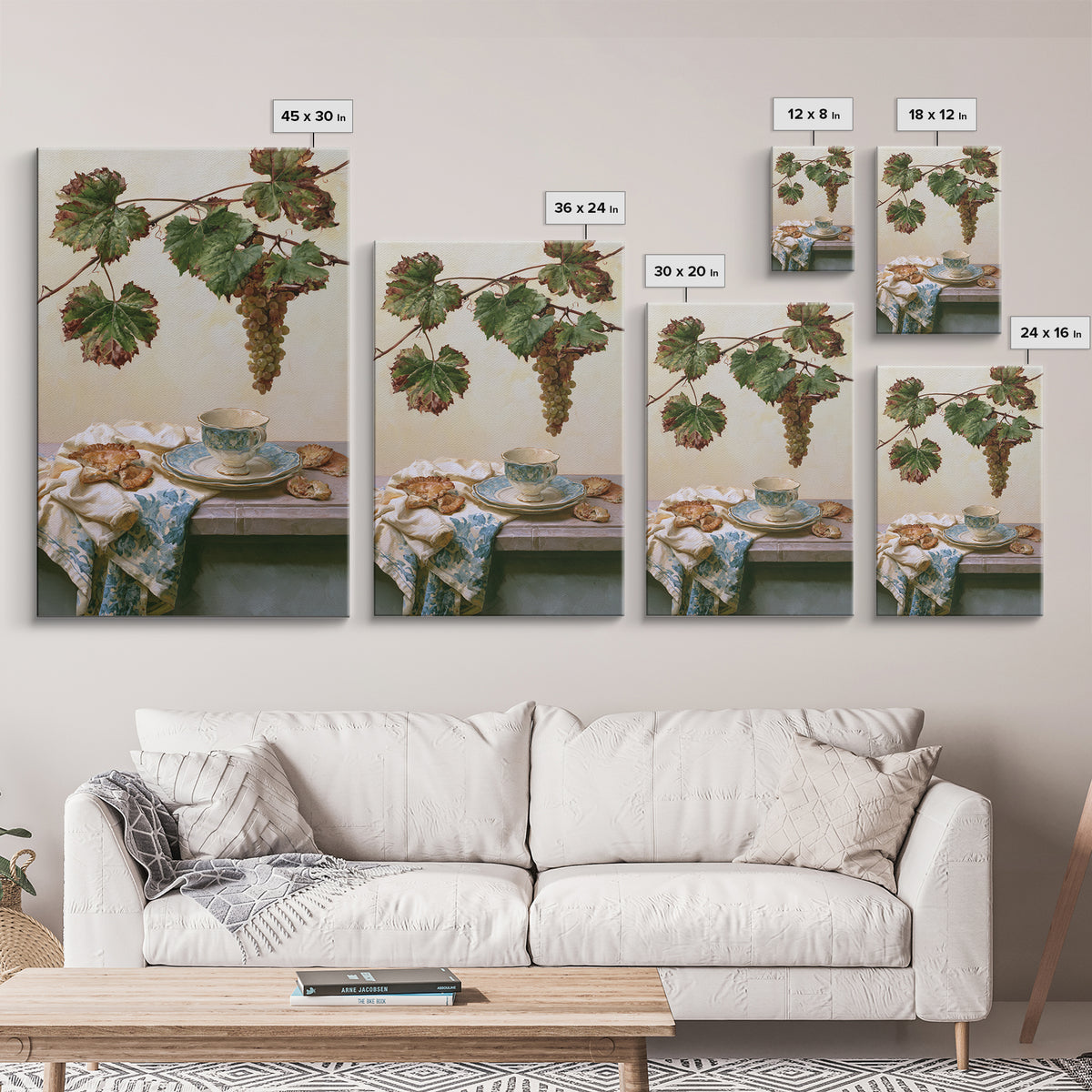 Wine Grapevine Botanical Study Framed Canvas Print, Restaurant Art, Kitchen Wall Art, Restaurant Decor, Fine Art, Bistro, RES-2x3-47