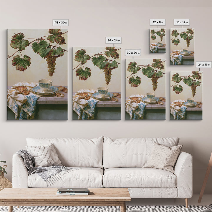 Wine Grapevine Botanical Study Framed Canvas Print, Restaurant Art, Kitchen Wall Art, Restaurant Decor, Fine Art, Bistro, RES-2x3-47