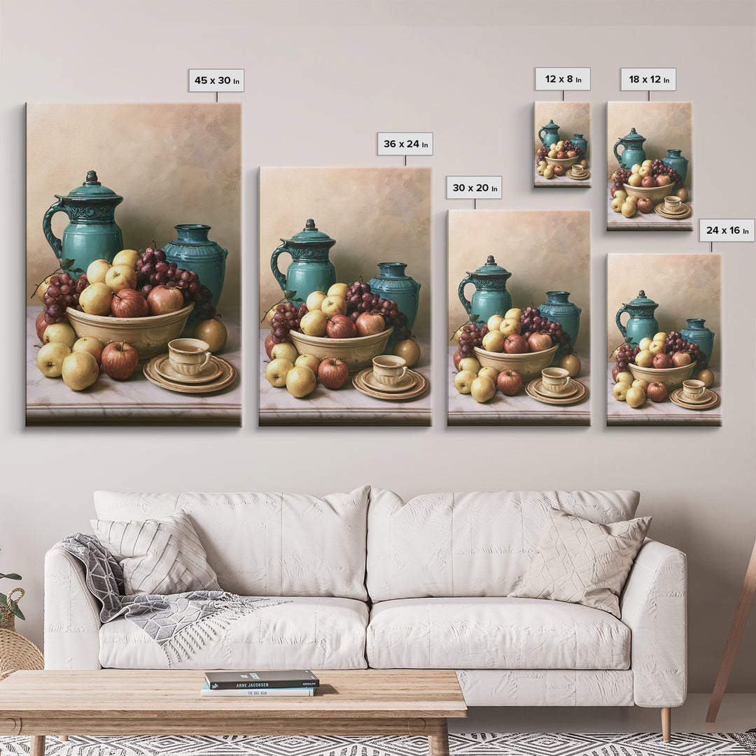Classic Fruit Bowl Framed Canvas Print, Restaurant Art, Canvas Wall Art, Restaurant Decor, Fine Art, Bistro, Bedroom Wall Art, RES-2x3-60