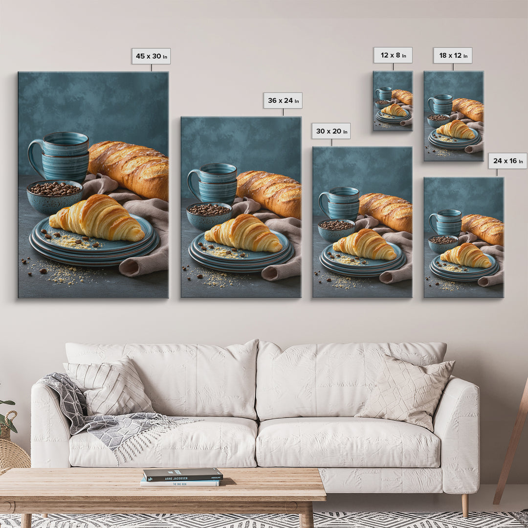Coffee Beans and Pastry Arrangement Framed Canvas Print, Restaurant Art, Canvas Wall Art, Restaurant Decor, Fine Art, Bistro, RES-2x3-78