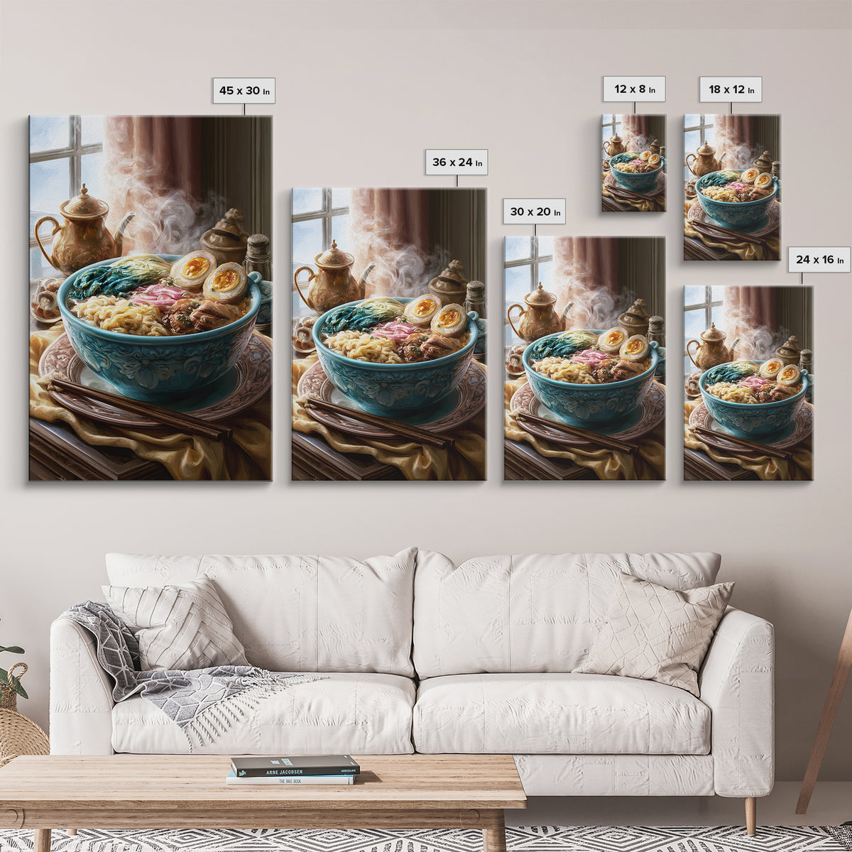 Ramen Bowl Rendered Framed Canvas Print, Restaurant Art, Printable Art, Restaurant Decor, Fine Art, Bistro, Watercolor Art, RES-2x3-94