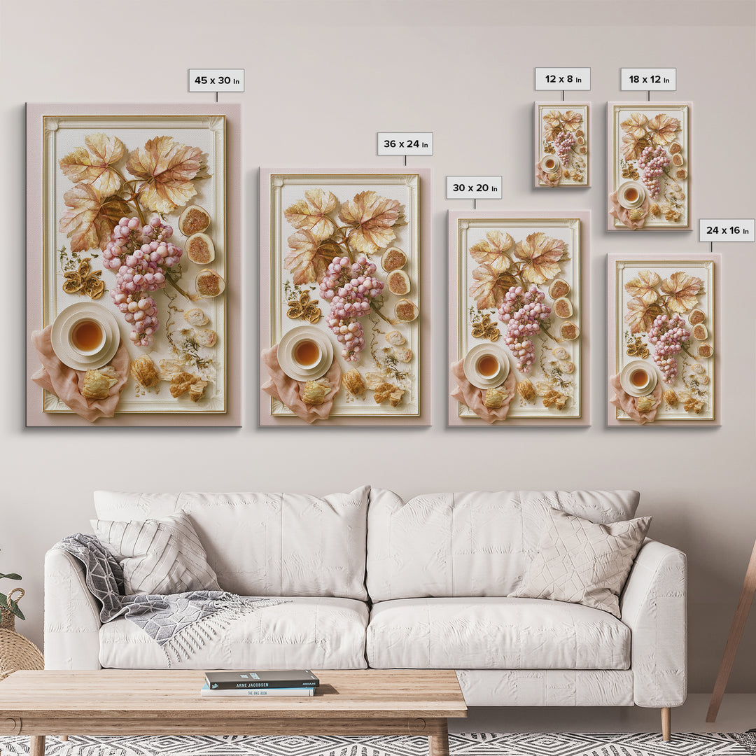 Wine Grapevine Botanical Study Canvas Print, Restaurant Art, Food Art, Restaurant Decor, Watercolor Art, Bistro, RES-2x3-95