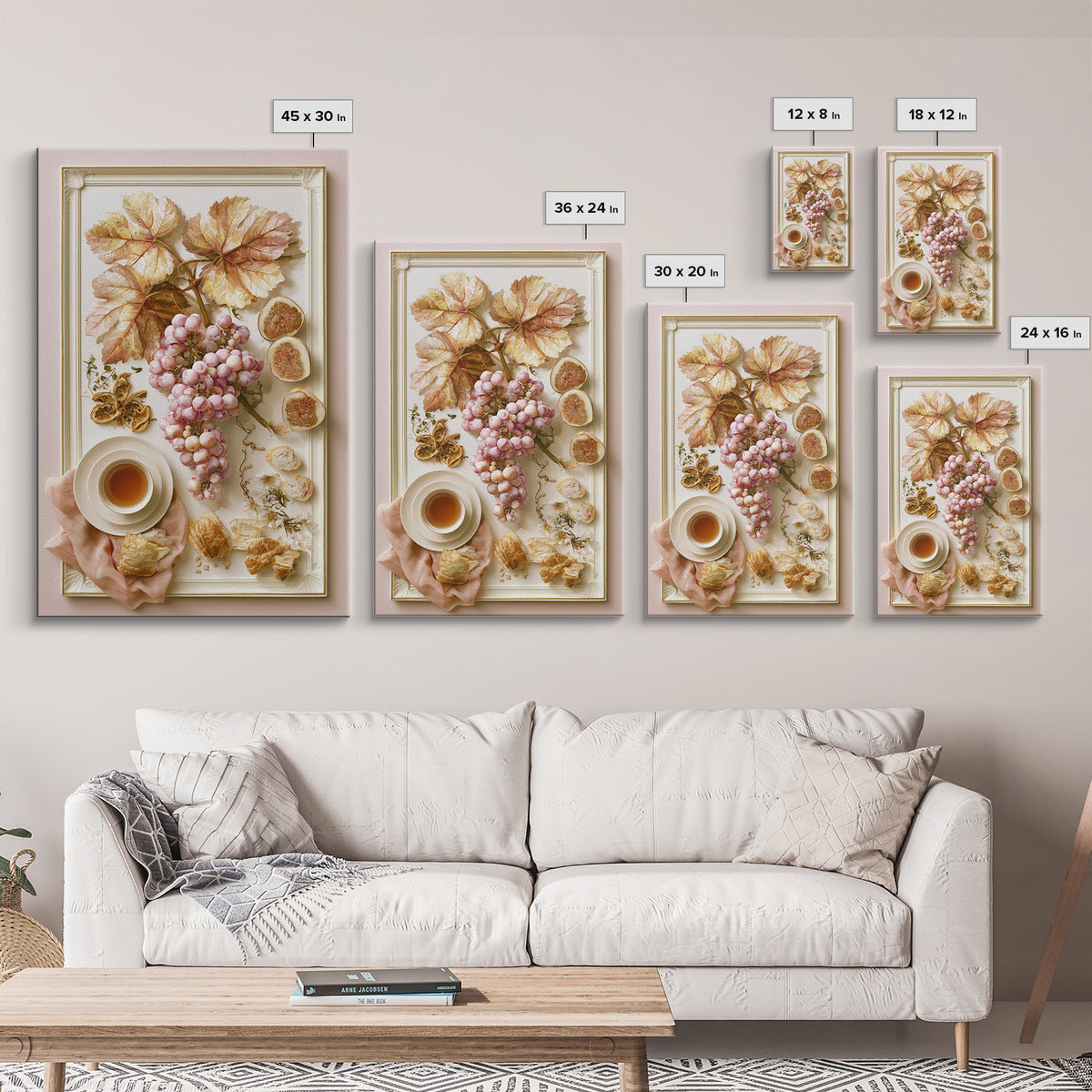 Wine Grapevine Botanical Study Canvas Print, Restaurant Art, Food Art, Restaurant Decor, Watercolor Art, Bistro, RES-2x3-95