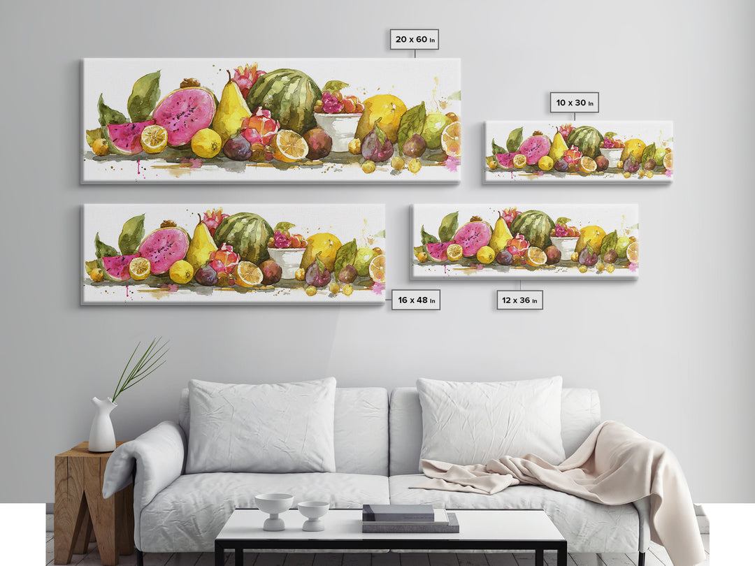 Tropical Fruit Platter Framed Canvas Print, Restaurant Art, Canvas, Restaurant Decor, Fine Art, Bistro, Living Room Decor, RES-3x1-10