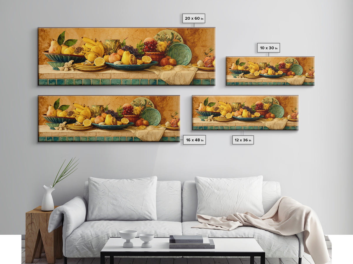 Tropical Fruit Platter Canvas Print, Restaurant Art, Kitchen Wall Art, Restaurant Decor, Abstract Art, Bistro, RES-3x1-34