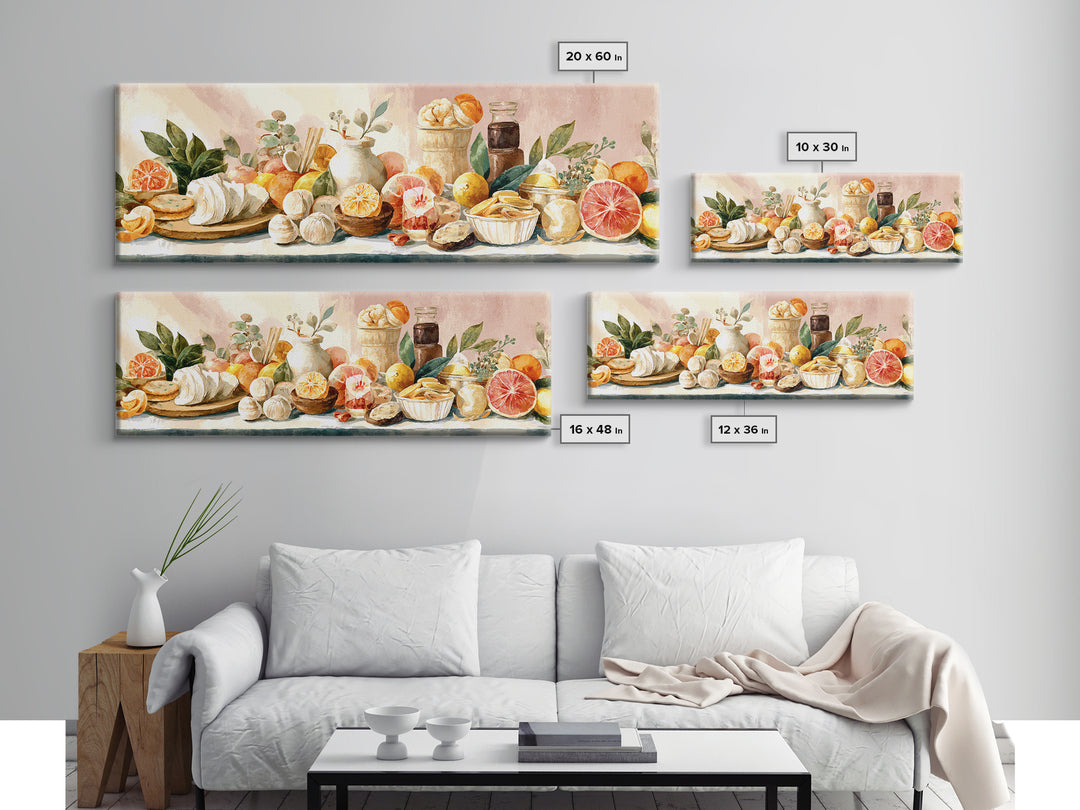 Cocktail and Citrus Bar Composition Framed Canvas Print, Restaurant Art, Large Wall Art, Restaurant Decor, Fine Art, Bistro, RES-3x1-51