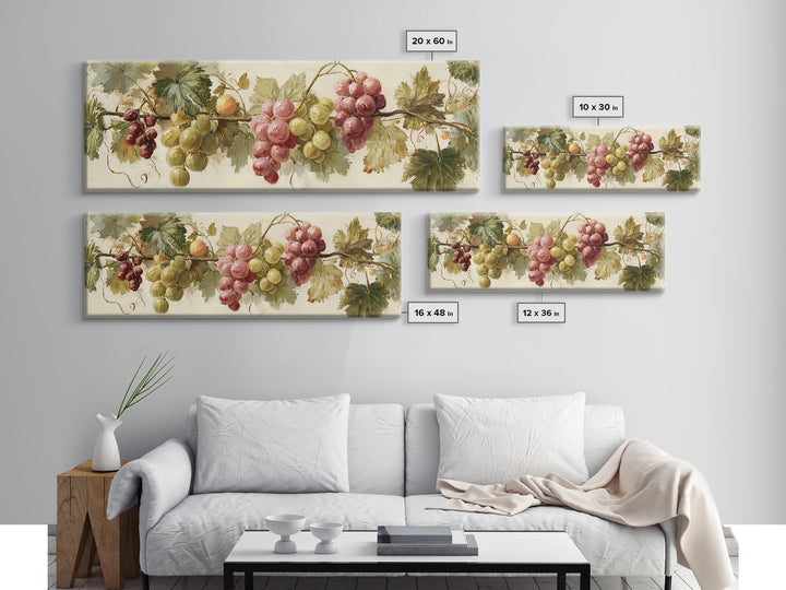 Wine Grapevine Botanical Study Framed Canvas Print, Restaurant Art, Statement Artwork, Restaurant Decor, Fine Art, Bistro, RES-3x1-7