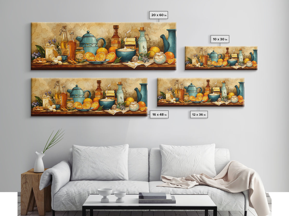 Cocktail and Citrus Bar Composition Canvas Print, Restaurant Art, Printable Art, Restaurant Decor, Bistro, Watercolor Art, RES-3x1-75