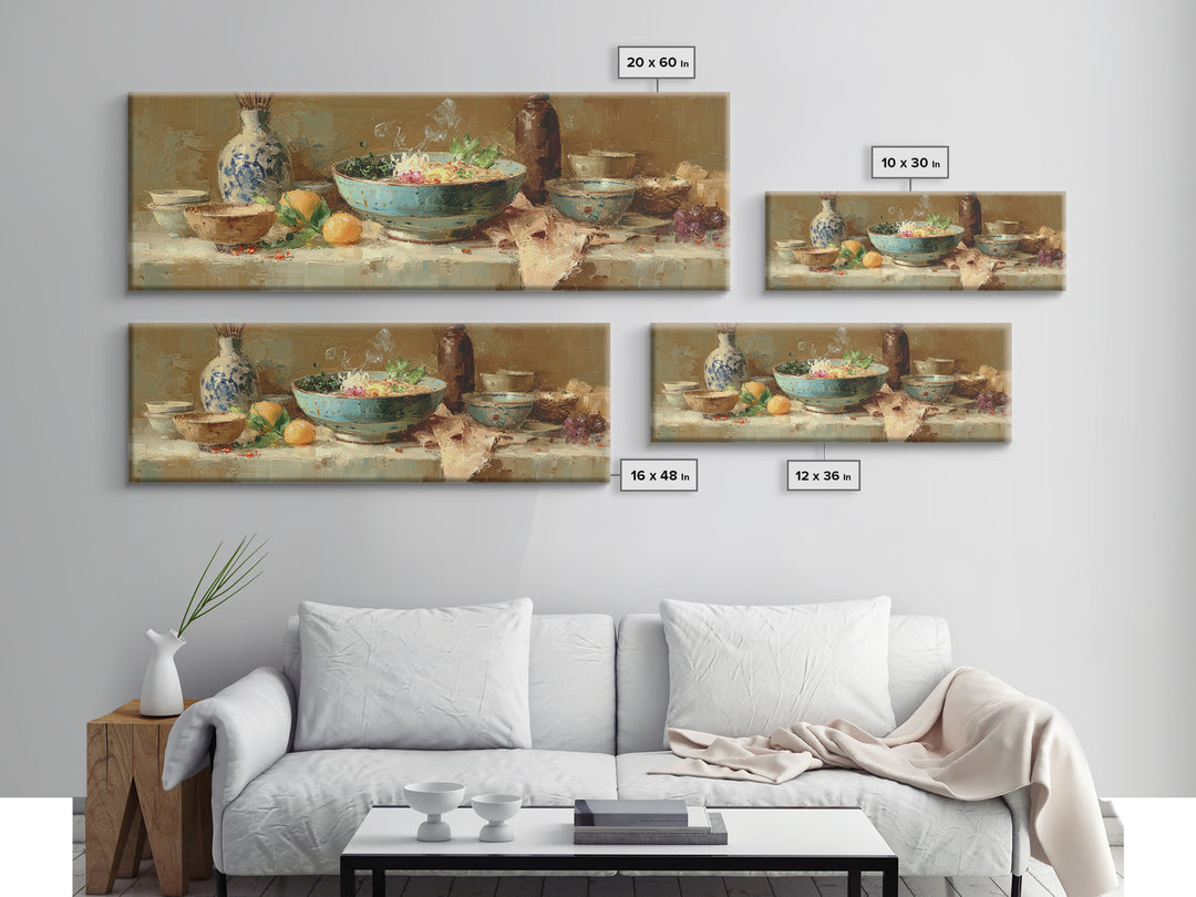 Ramen Bowl Rendered Canvas Print, Restaurant Art, Large Wall Art, Restaurant Decor, Fine Art, Bistro, Wall Art Print, RES-3x1-78