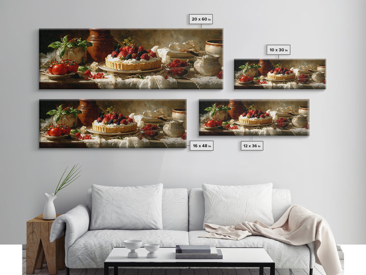 Dessert Tart with Berries and Cream Canvas Print, Restaurant Art, Kitchen Wall Decor, Restaurant Decor, Fine Art, Bistro, RES-3x1-8