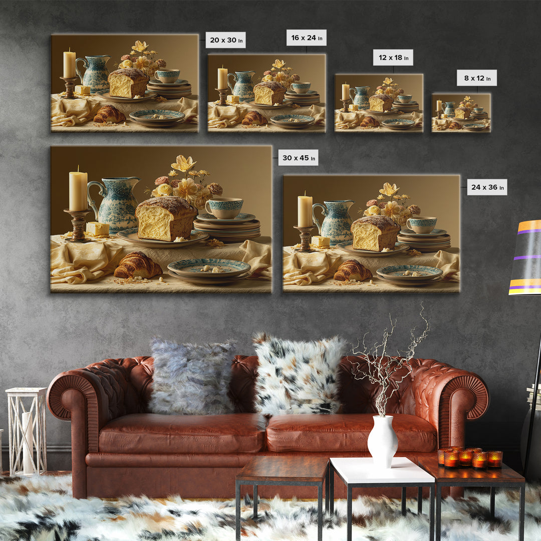 Elegant Table Objects Framed Canvas Print, Restaurant Art, Wall Art, Restaurant Decor, Watercolor Art, Bistro, Digital Print, RES-3x2-100