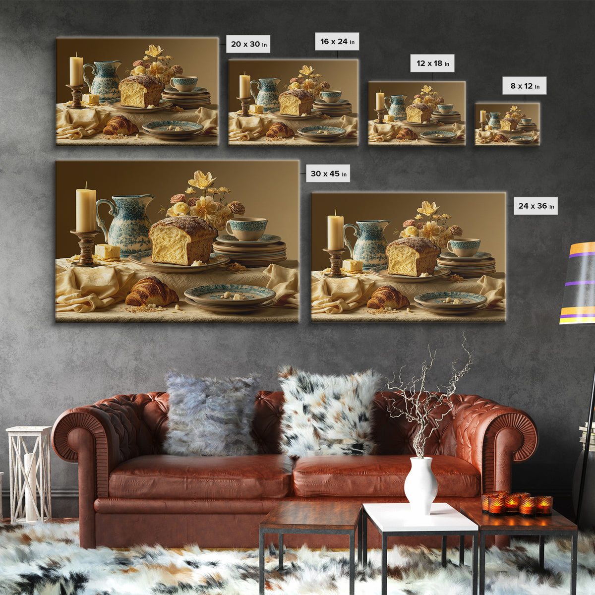 Elegant Table Objects Framed Canvas Print, Restaurant Art, Wall Art, Restaurant Decor, Watercolor Art, Bistro, Digital Print, RES-3x2-100